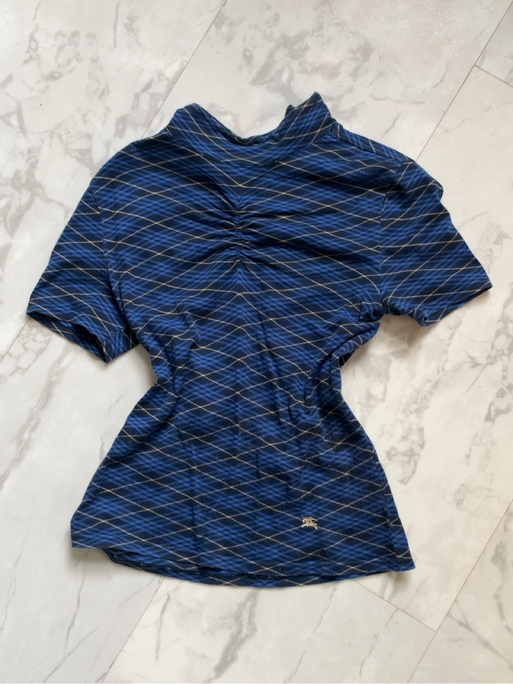 Burberry checkered short sleeve mock neck top